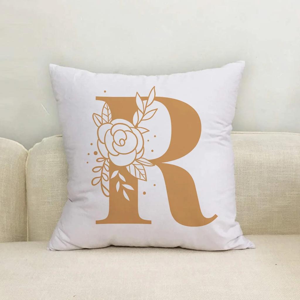 Heimdekoration Pflanze Alphabet A B C Muster Sofa Rückenkissenbezug Mode Frauen Kissen