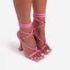 Sandals Women's High Heels 2026 Summer Square Head Roman Lace Large Fashion High Heels Women
