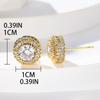 Luxury Personality Ultra-Gleaming Geometry Round Full Zircon Stud Earrings For Men Women Classic Couple Earrings Jewelry Gifts
