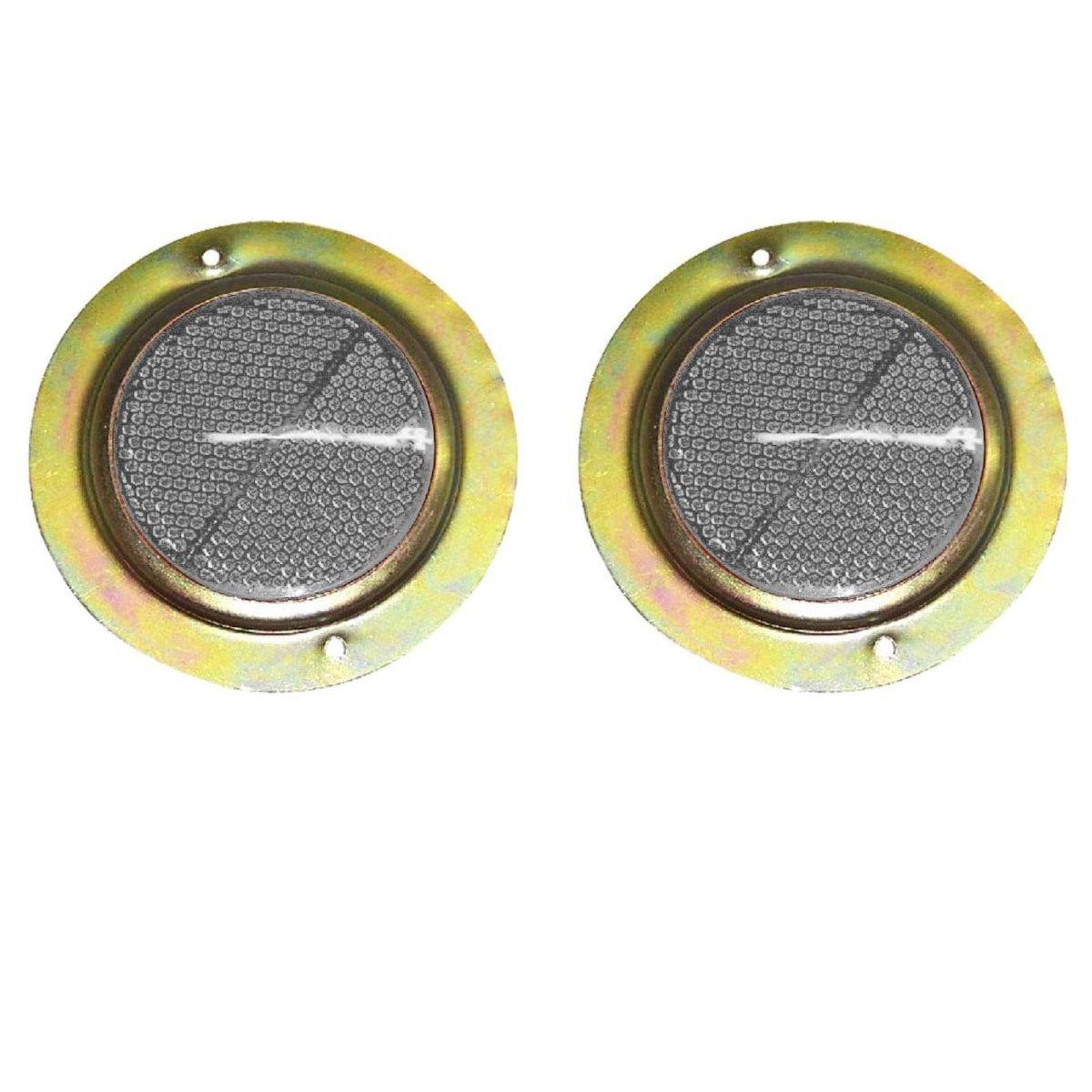 2X Белый круглый светоотражатель с белым стальным кольцом | Линза 58 мм | Металлическое основание | Прозрачный универсальный светоотражатель для грузовика, прицепа, трактора