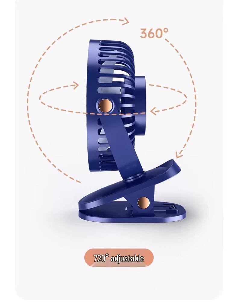 Silent Rechargeable Clip-On Fan for Dorms - Long Battery Life, Desktop & Wall Mountable