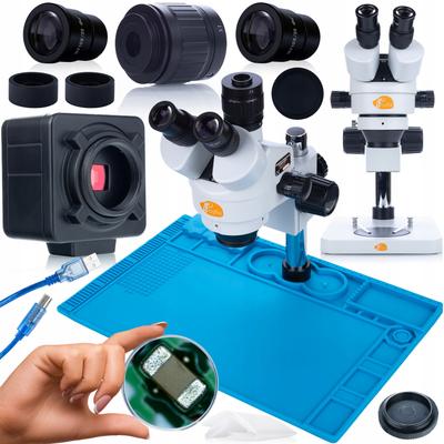 Kit Microscope Mercury Pro – Microscope Trinoculaire avec Caméra 5MP | Plage de Zoom 7x-45x | Tapis Antistatique en Silicone 480x320mm