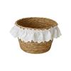 Oval Round Storage Basket with Lace Trim Organizer Basket Desktop Sundries Storage Box  Camping