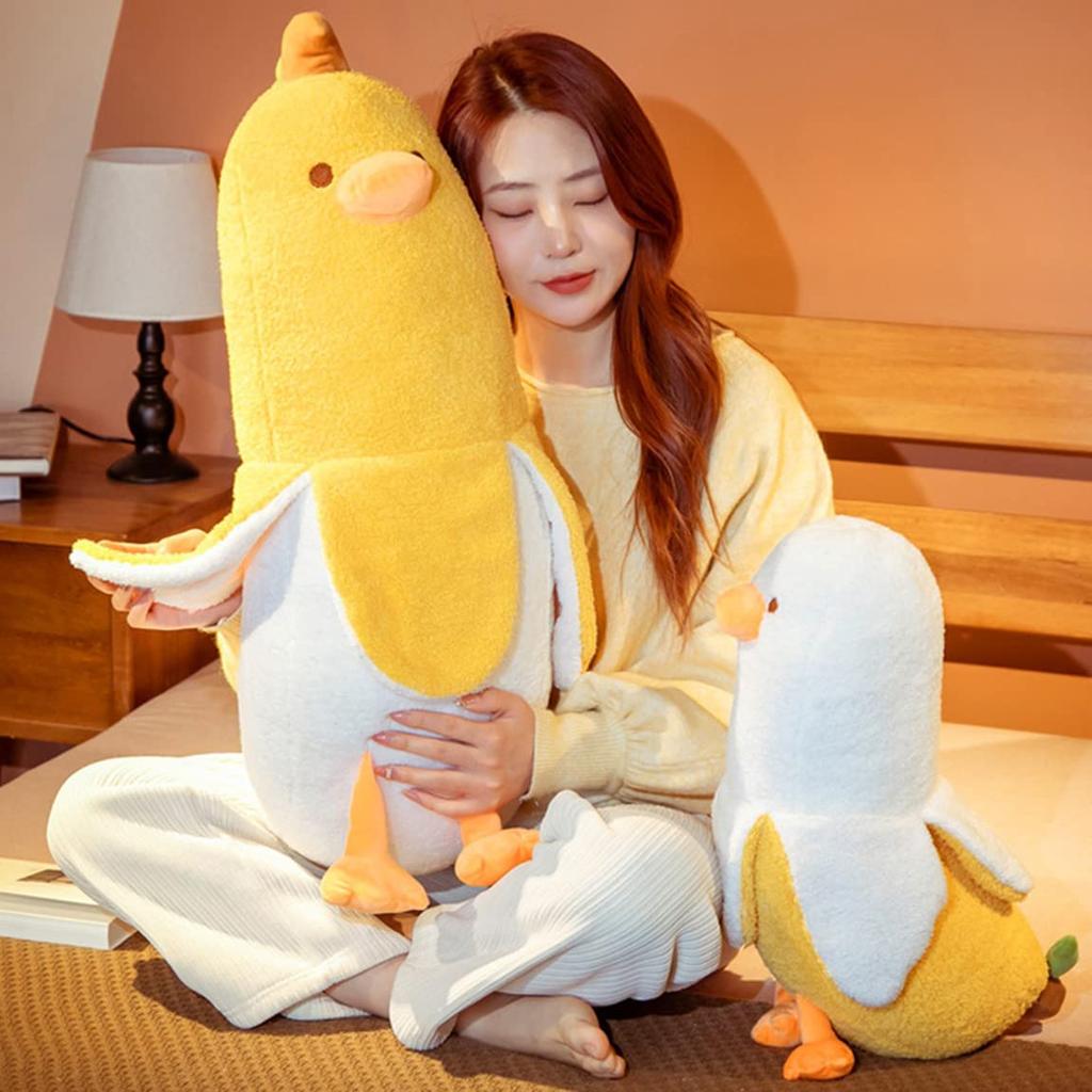 Homehalo Plush Banana Duck Body Pillow, Cute Plush Animal Pillow, Fluffy, Long, Comfortable, Perfect for Sleeping Together, Fun Gift, Mother's Day