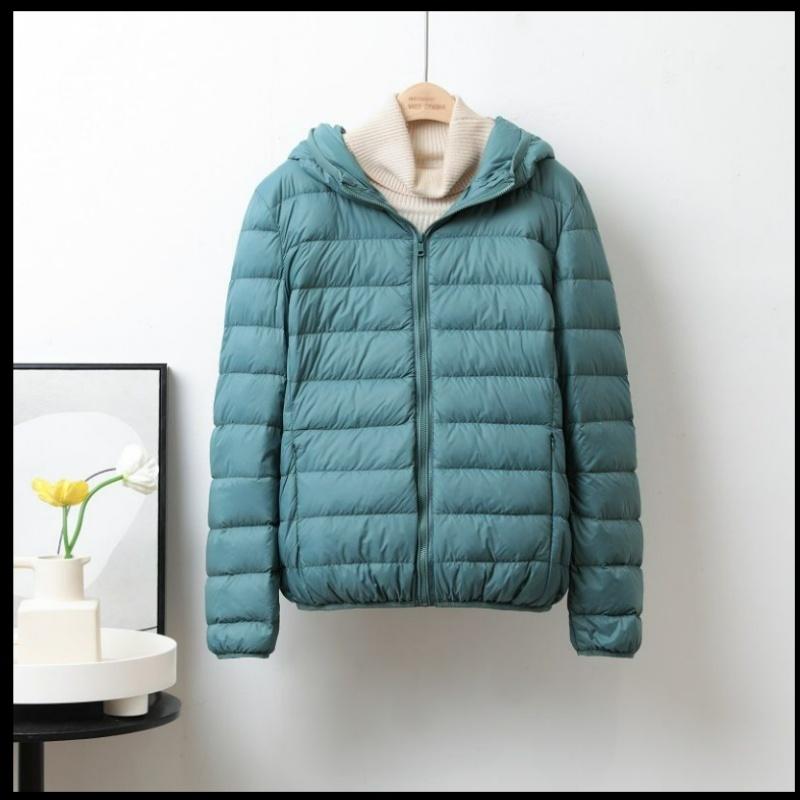 Winter Lightweight Down Jacket Women's Short Hooded Lightweight Thin White Duck Down Plus Size Jacket