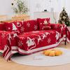 Christmas Sofa Cover Throw Blanket Red Snowflake Santa Chenille Sofa Towel Universal Furniture Protector with Tassels Xmas Home Decor for Living Room