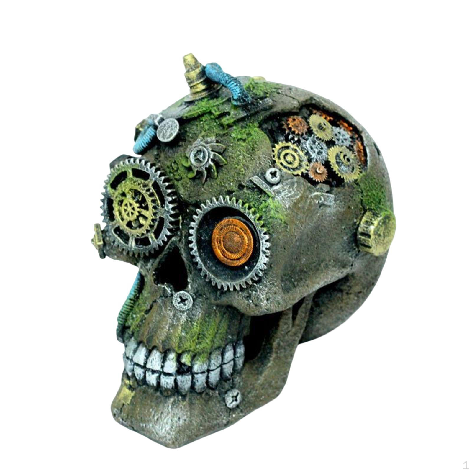 

Resin Aquarium Decoration Cave Landscape Pet House Air Bubbler Decorations Artificial Head Skeleton