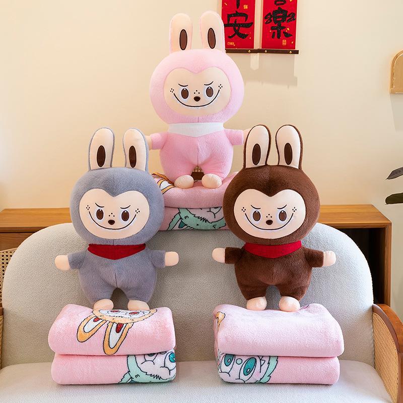 

Cartoon Plush Toy & Air Conditioning Blanket - Cute Labbub 2-in-1 Pillow 60cm (0.85kg) коричневый