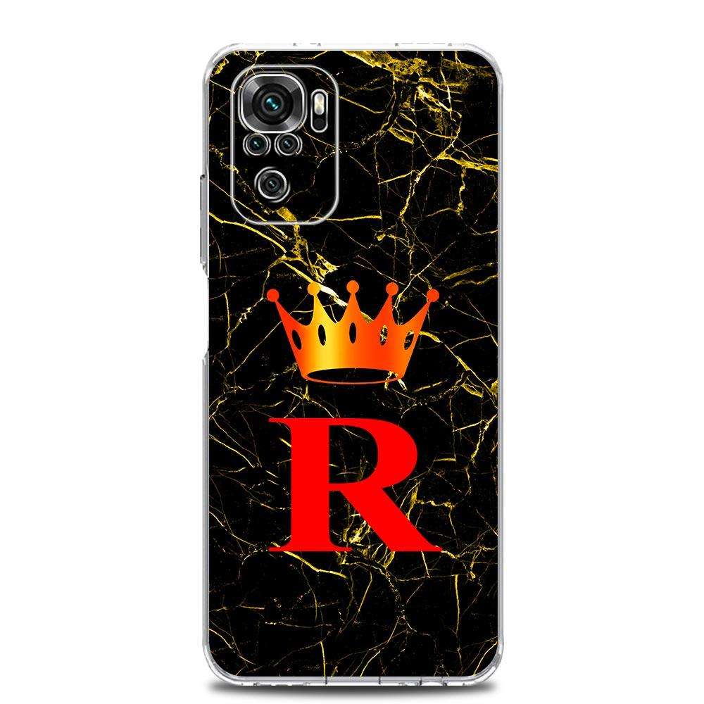 Phone Case For Xiaomi Redmi Note 15 14 13 12 4G 10 11 Pro Plus 5G 14C 13C 12C 10C TPU Cover Luxury Marble Letter A B Crown