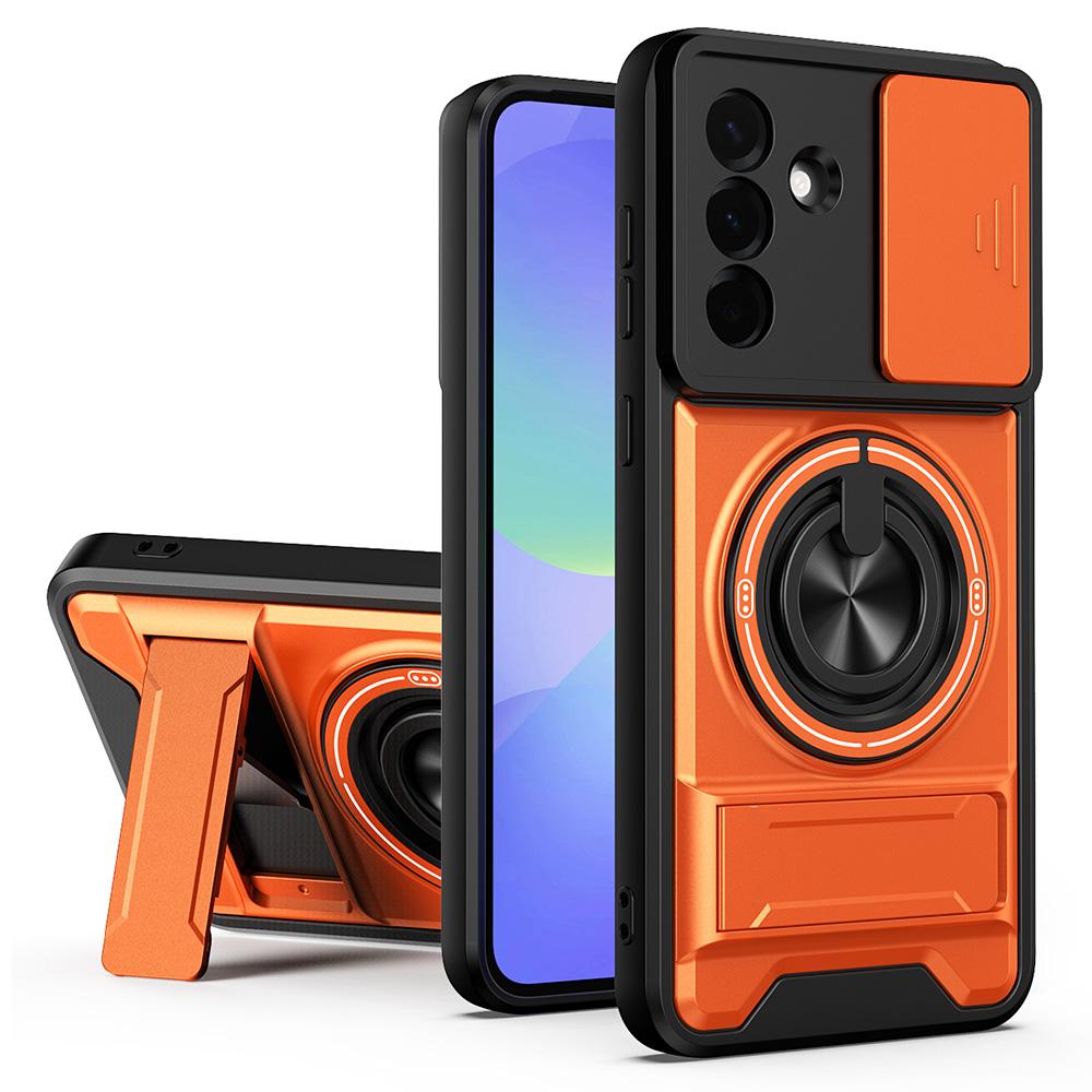 

For Samsung Galaxy A36 5G Magnetic Case Ring Holder Foldable Kickstand TPU PC Phone Cover with Camera Lens Slider