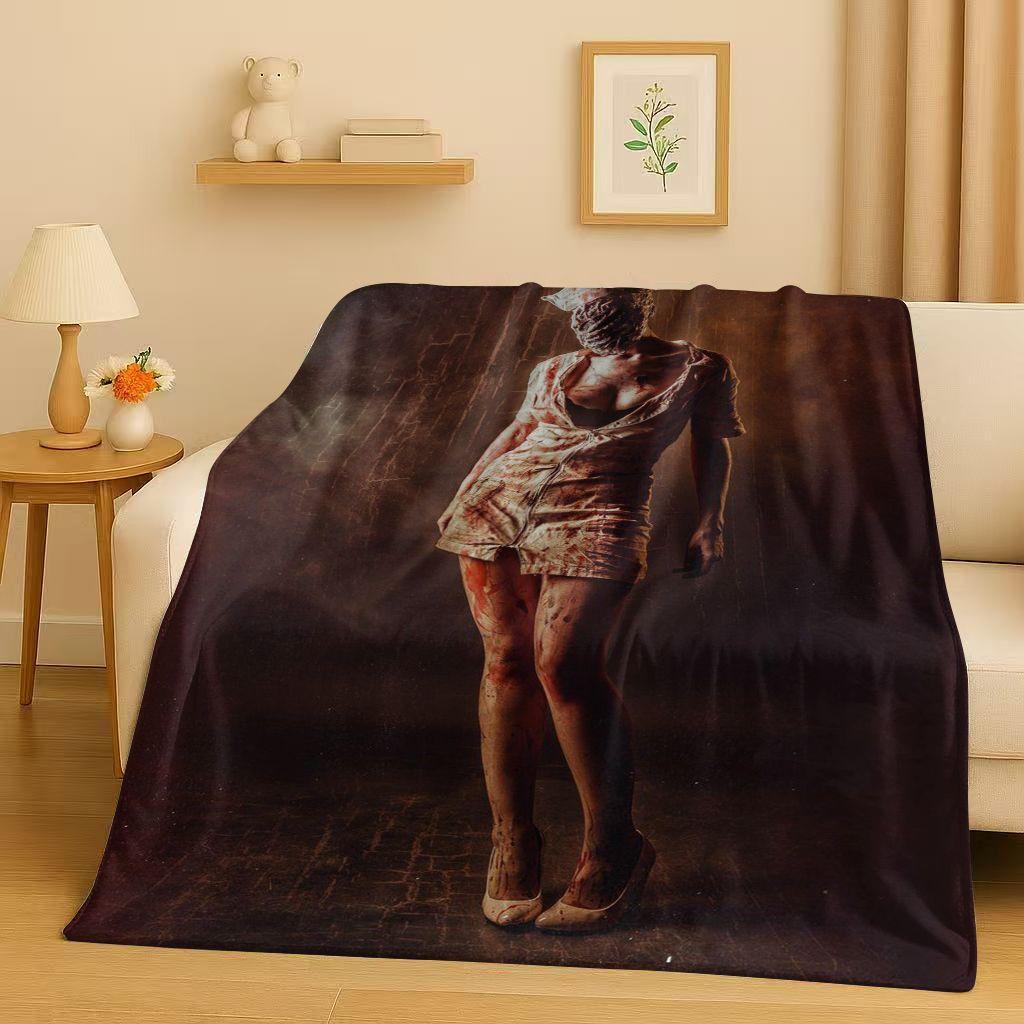 Classic Game Silent Hill Pyramid Head Horror Movie Flannel Blanket,Ultra Soft Warm Plush Throw for Home Bedroom Bed Sofa Cover