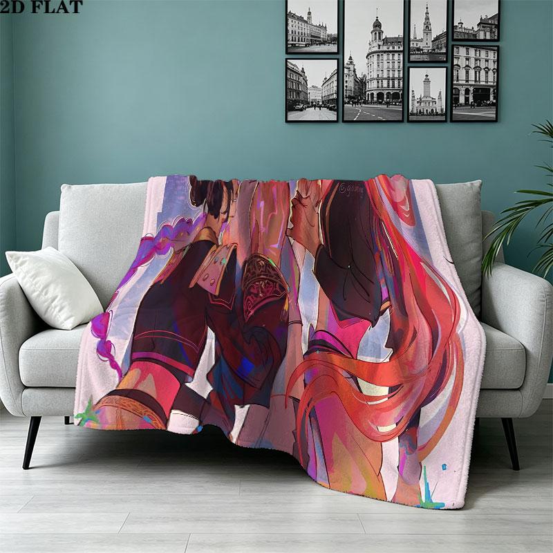 1PC Kpop Demon Hunters Patterned Flannel Blanket Suitable For All Seasons For Home Decor Warmth And Comfort Gifts Holiday Present