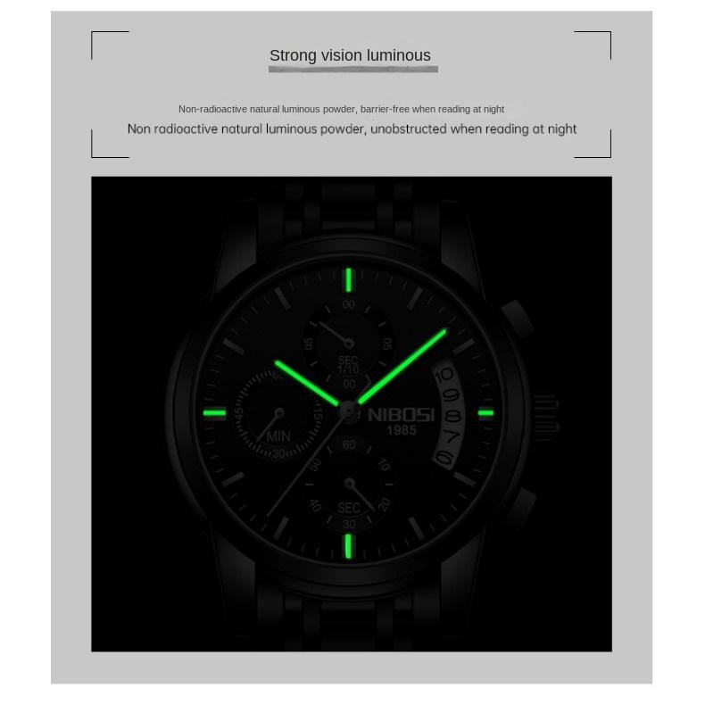 NIBOSI Uhren Business Herrenuhr Multifunktions-Sechs-Pin-Quarzuhr