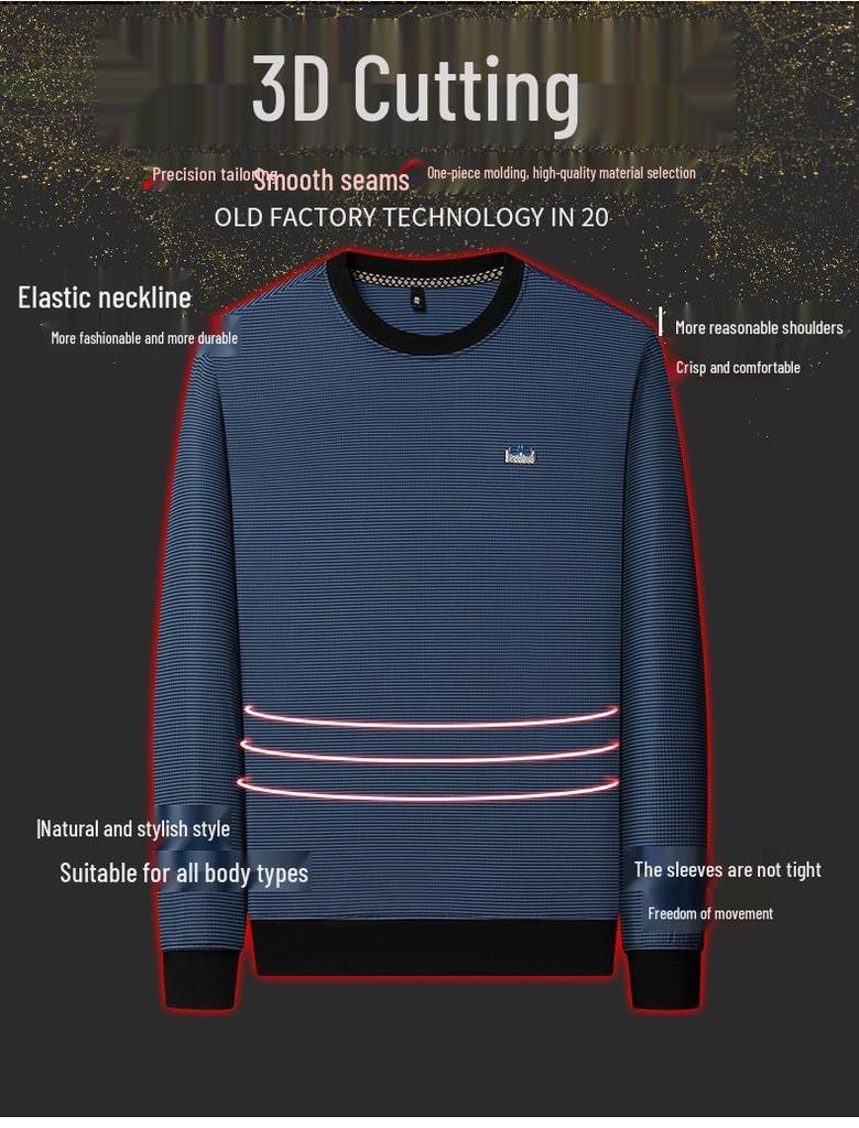 Herren Gestreiftes Langarm Rundhals Sweatshirt für Frühling & Herbst