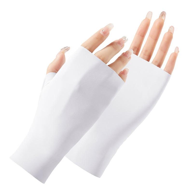 Summer Lightweight Women's Sun Protection Gloves for UV Protection, Nail Art, Electric Bike Riding, Cycling, Half-finger Ice Silk Gloves