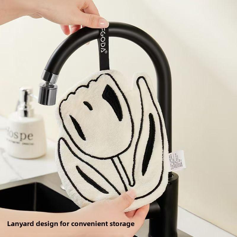 Hangable Hand Towel, Thickened Absorbent Quick-drying Bathroom Special Handkerchief Hand Cloth Children's Handkerchief Towels