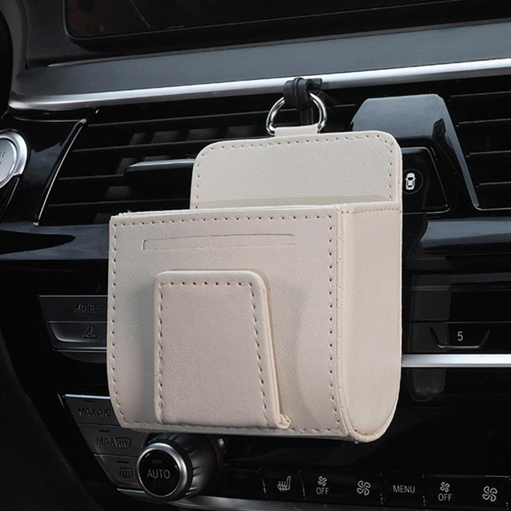 Car Vent Storage Pouch, Car Vent Storage Bag | PU Leather Car Cell Phone