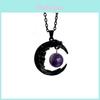 Moon Crystal Pendant Necklace With Alloy Deep Dark Gothic Style For Women And Men