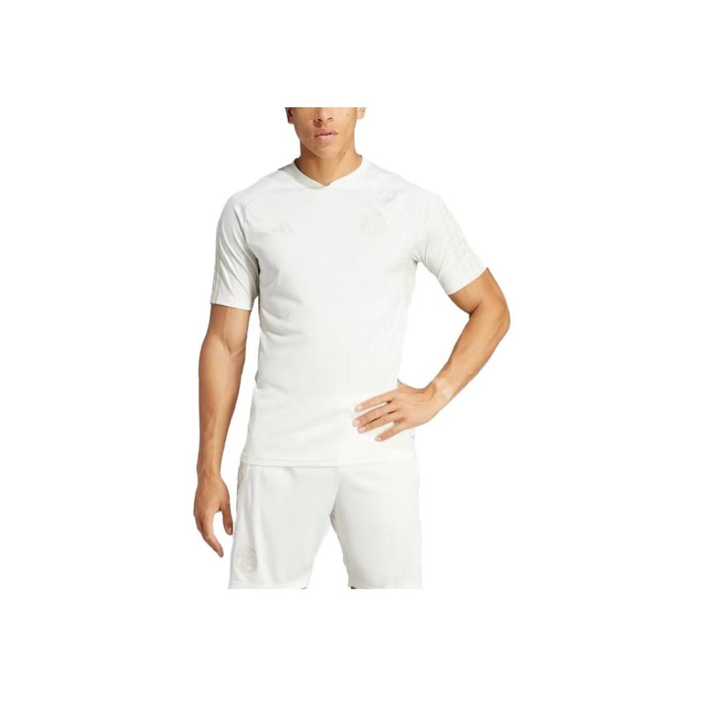 Adidas Solid Color Geometric Pattern Printed Short Sleeve T-Shirt Men Tops White HY3255
