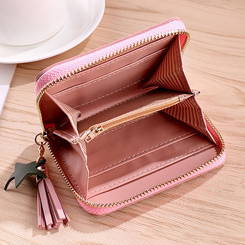Women Wallet Ladies Mini Small Short Tassel Wallet Cute Girl Zipper Pu Leather Coin Purse Female Hand Wallet Purse