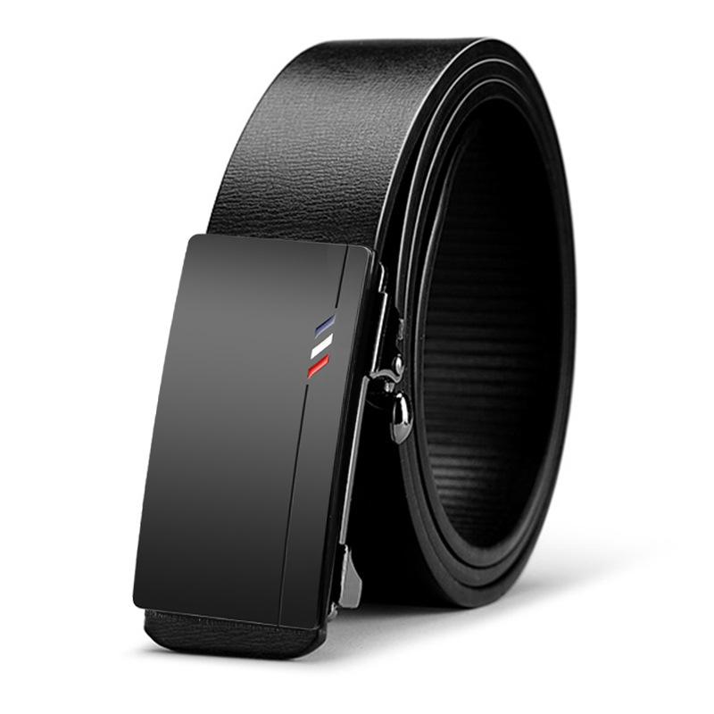 

Ремень для мужчин из натуральной кожи с автоматической пряжкой, деловой, молодой, из коровьей кожи, мужской, корейский стиль, повседневный, простой, брючный ремень 130cm