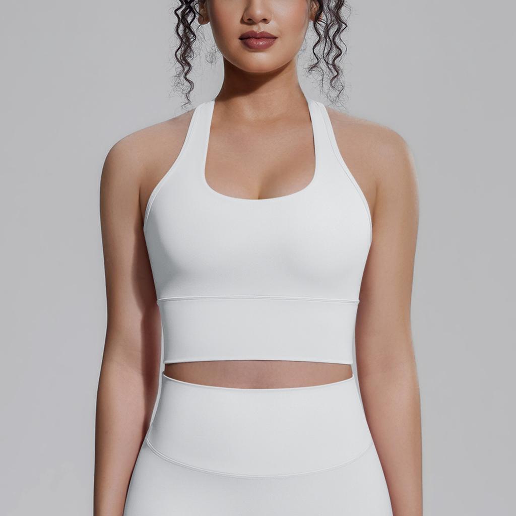 Solid Color Racer Shape Back Tight Breathable Sports Bra Running Fitness Yoga Wear Vest Top For Women