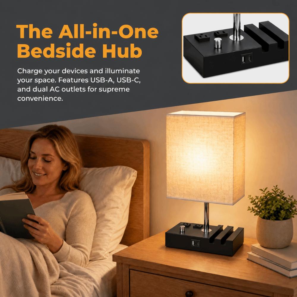 Fabric Lampshade LED Desk Light Warm White LED Bulb Table Lamp Eye-Caring Desk Light Bedroom