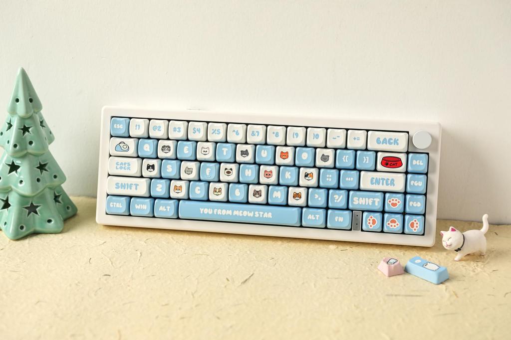 EPOMAKER PurrCap 142-Key PBT Keycap Set, Custom Keycaps for Mechanical Gaming Keyboards, Dye-Sublimation, Cute Keycaps, Compatible with Cherry,