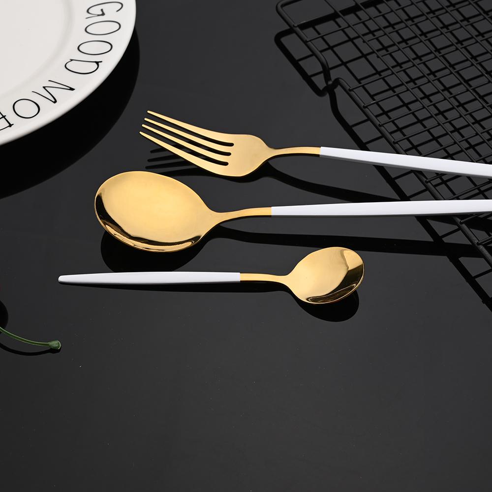 Mirror Rose Gold Flatware Cutlery Set Sainless Steel Home Dinnerware Party Fork Spoon Dessert Knife Kitchen Dinner Tableware Set