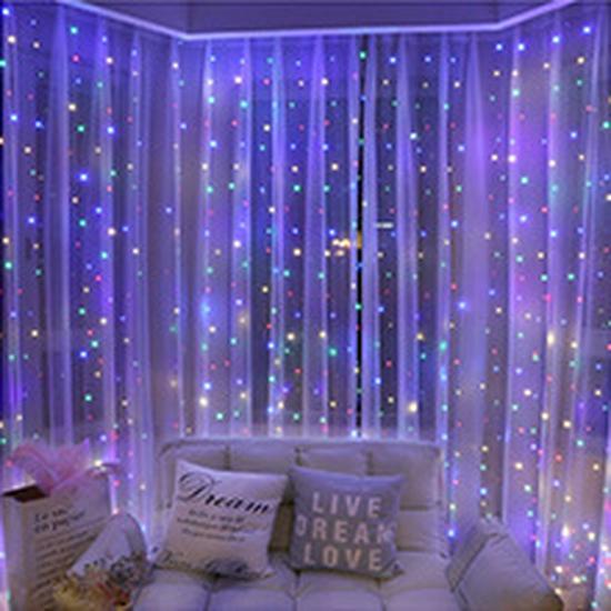 3x3m LED Copper Wire Curtain Lights with Remote - Christmas Garland & Decorative Holiday Lights