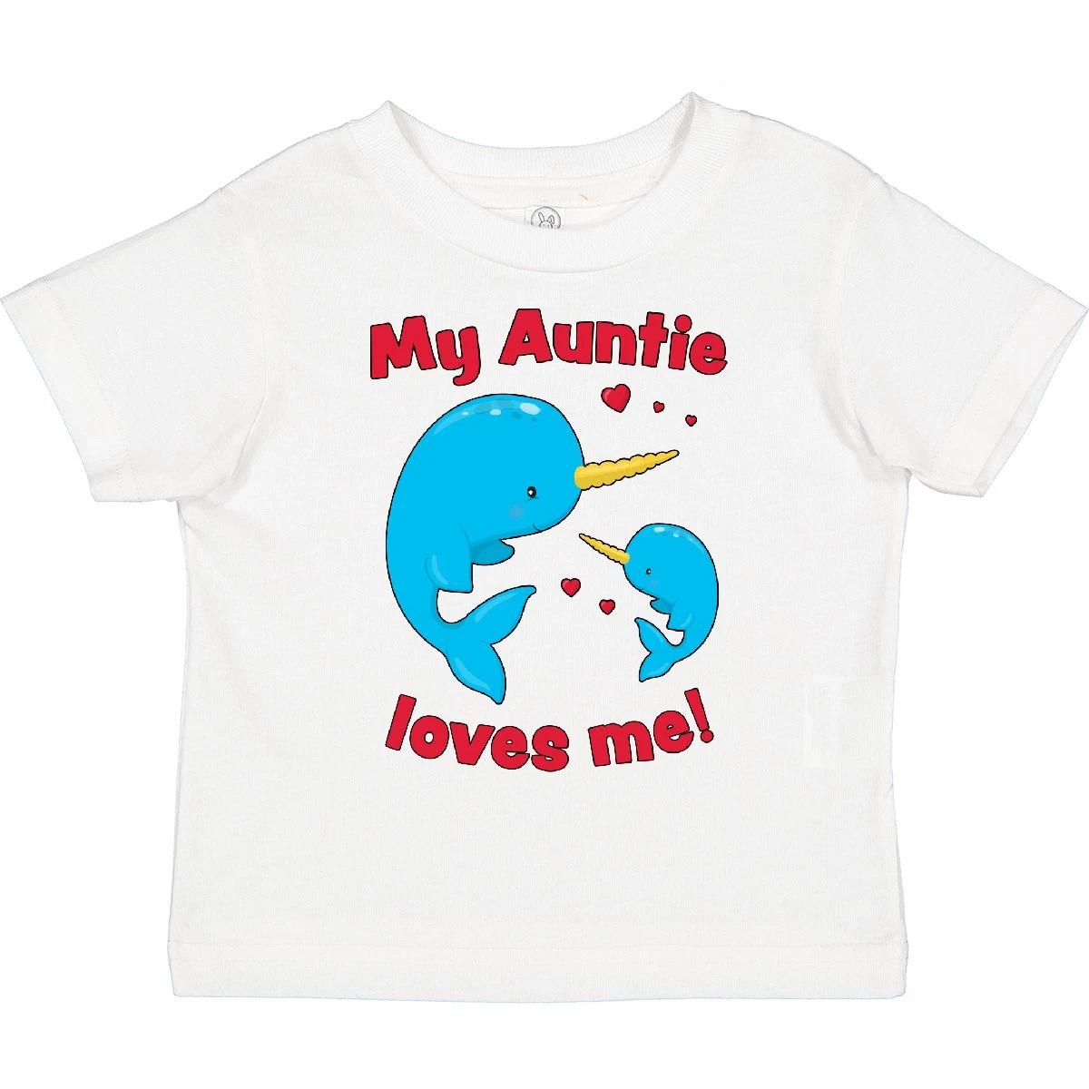 Inktastic My Auntie Loves Me Narwhal Family Toddler T-Shirt Sea Ocean Whales Kid 100