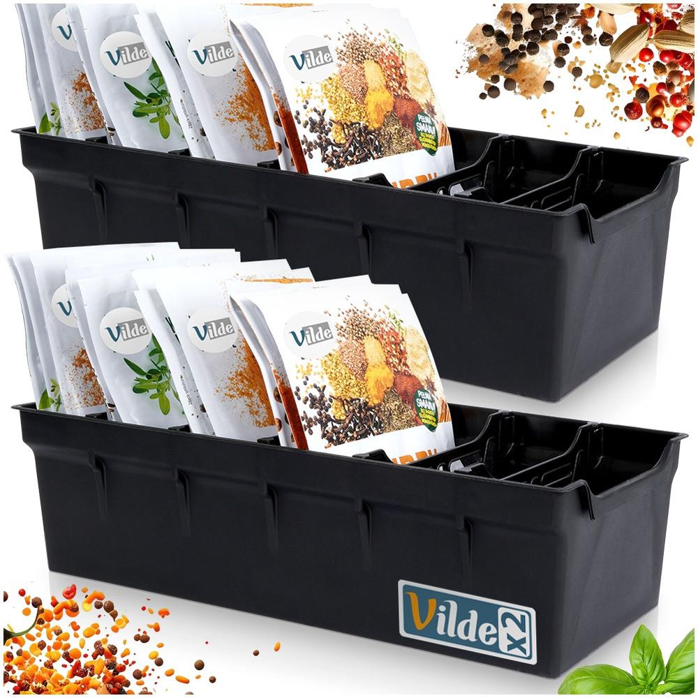 Spice Organizer Container Black 30X13X8 Cm 2 Pcs.