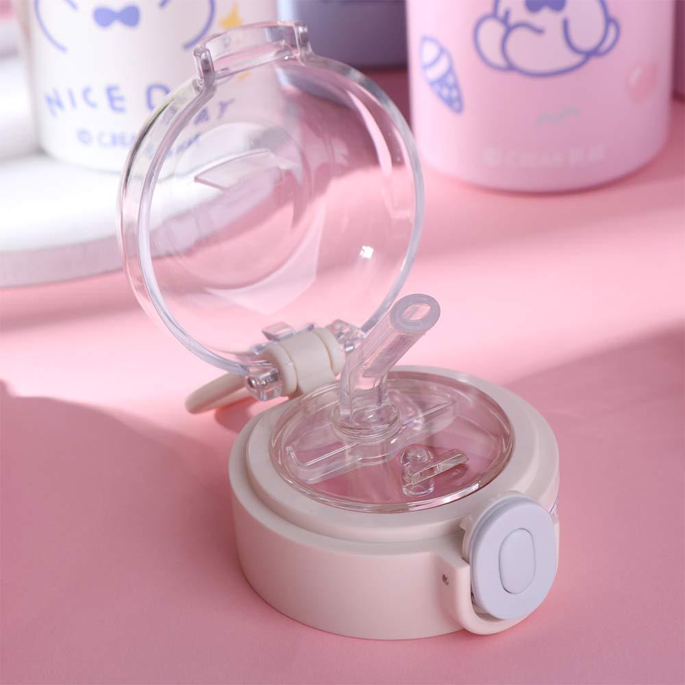 Large Capacity Water Bottle Cartoon Coffee Cup Leak Proof Straw Insulated Cup Kid