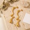 Elegant European Stainless Steel Gold Earrings - Irregular Design for Women, Versatile Accessory for Autumn/Winter