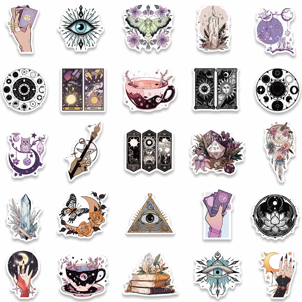 50Pcs Witchy Gothic Apothecary Tarot Witch Astrology Boho Stickers Magician Fridge Guitar Phone Bottle Graffiti Kids Sticker