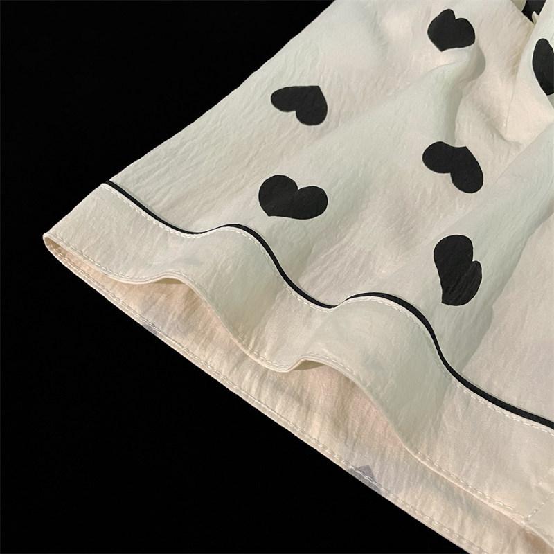 Love Printing Set Pigiama da Donna Moda Indumenti da Notte 2 Pezzi Top e Pantaloncini Cotone Morbido Casual Set Pigiama 2 Pezzi