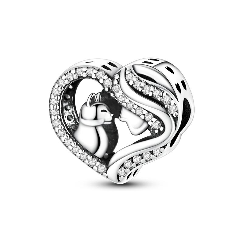Original 925 Sterling Silver Charms Bead Heart Cat Dog Balloon Bead Fit Original Bracelet For Women DIY Accessories Jewelry Gift