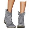 Vintage Cowboy Ankle Boots for Women Pointed Toe Low Heels Western Botas Autumn Winter Slip On PU Leather Booties