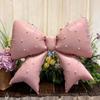 Bow Aluminum Foil Balloon Strap with Pearl Decoration for Birthday Party, Wedding Proposal, Shower Party Decoration