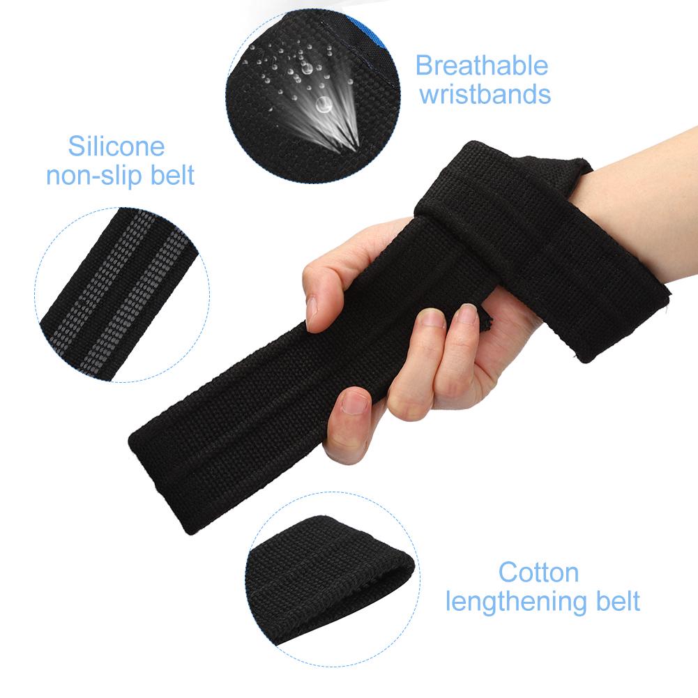 1 Pair Weight Lifting Straps Padded Wrist Support Non-Slip Powerlifting Bodybuilding Grip(Black )