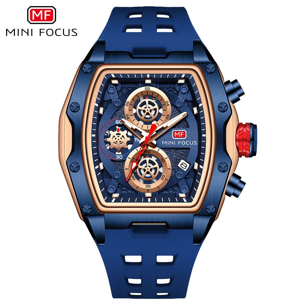 Mini Focus Watch, Track Sports Wine Barrel Men'S Watch Curved Mirror Hollow Men'S Watch 04 73