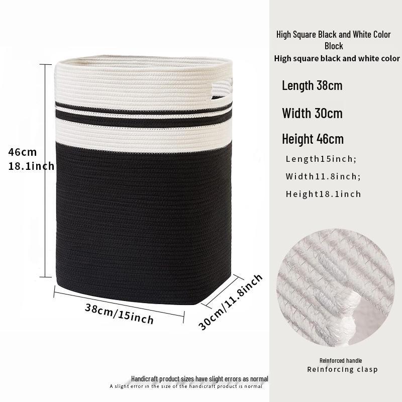 Large Capacity Woven Cotton Laundry Hamper and Storage Basket