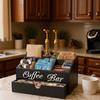 Multipurpose Wood Coffee Pods Storage Basket for Kitchen Counter Featuring Unique Carving Designs and Sturdy Mats