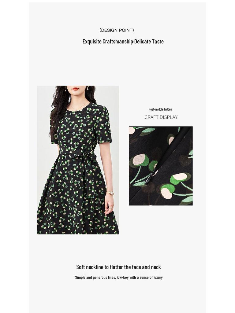 Elegantes Schlank machendes bedrucktes Chiffonkleid - Sommerkollektion 2024