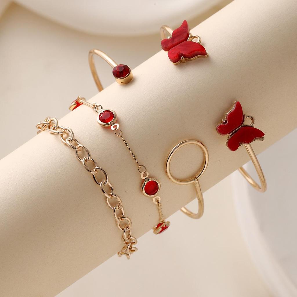 Elegantes mehrlagiges Schmetterlingsarmband-Set – Luxusschmuck im europäischen und amerikanischen INS-Stil für Damen