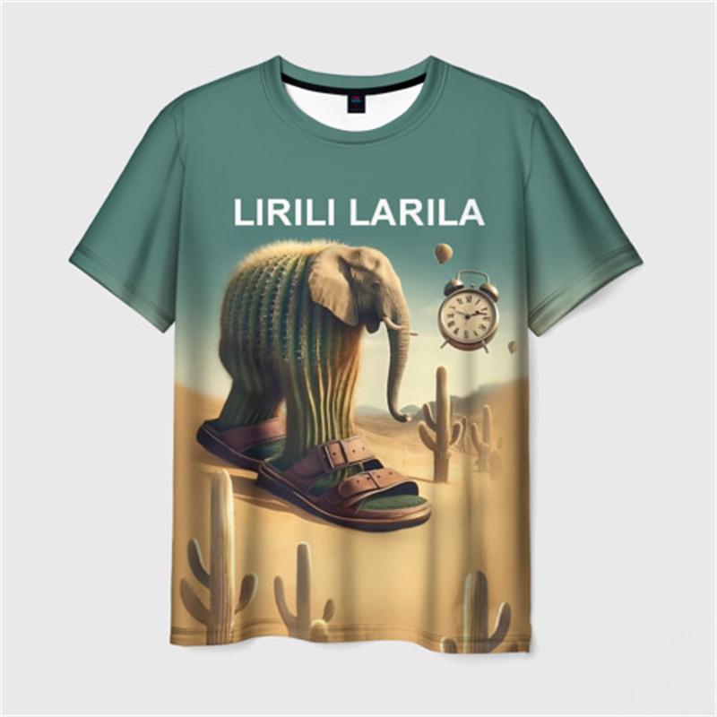 Tung Tung Tung Sahur Abstract Pattern T-shirt Men Clothing Personality Streetwear Creative 3D Print Short Sleeve Fashion New