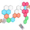 Smart RGB Hexagonal LED Wall Lamp with Remote Control Modular Honeycomb Quantum Light for Bedroom DIY Decoration Night Light