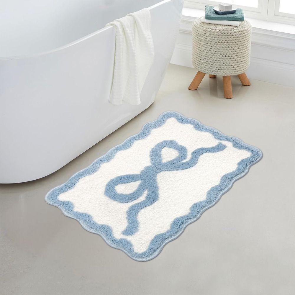 Pink Blue Bow Bathroom Rugs Coquette Aesthetic Cute Bath Mat  for Bedroom Kitchen Bathroom Floor
