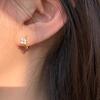 New Temperament Exquisite Inlay Zircons Mini Four-leaf Flower Stainless Steel Hoop Earrings for Women Korean Sweet Jewelry Gifts