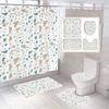 Small Fresh Mosaic Marble Printed Bathroom Curtain Shower Curtains With Hooks Non-Slip Carpet Toilet Lid Cover Bath Mats Rugs